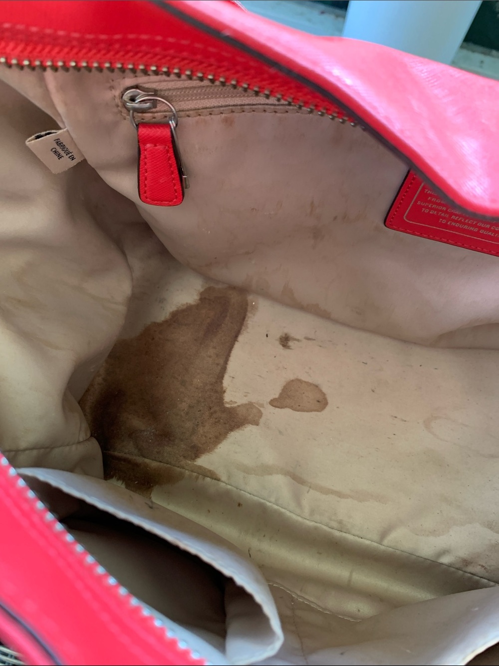 Coach Coral Red Leather Bag with Signature Charm - Picture 4 of 7